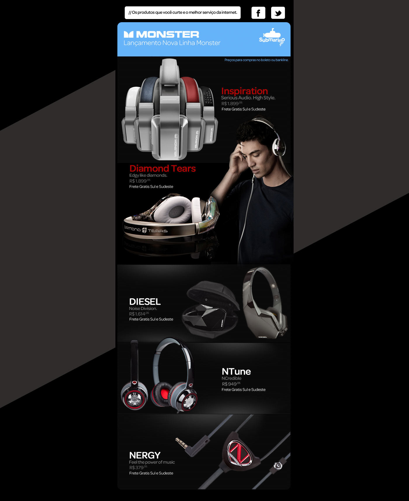 monster e-commerce shop headphones brand emailmarketing design Ecommerce Interface Web Design 