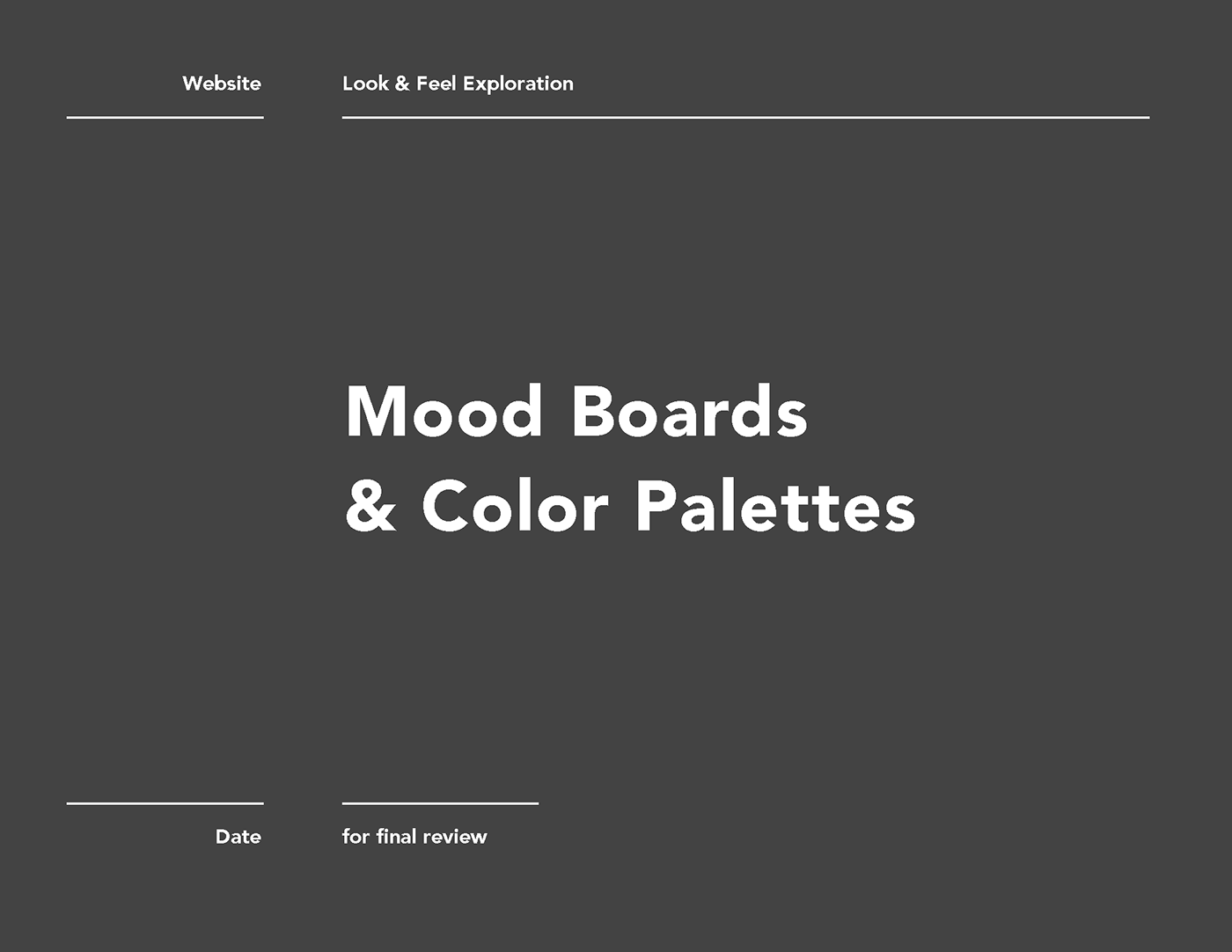 Website redesign presentation iconography color palette mood board