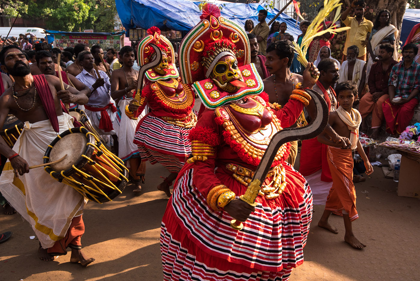 kodungallur bharani Bhagavathy kerala Kurumba Kaavu Theendal festival red celebration India