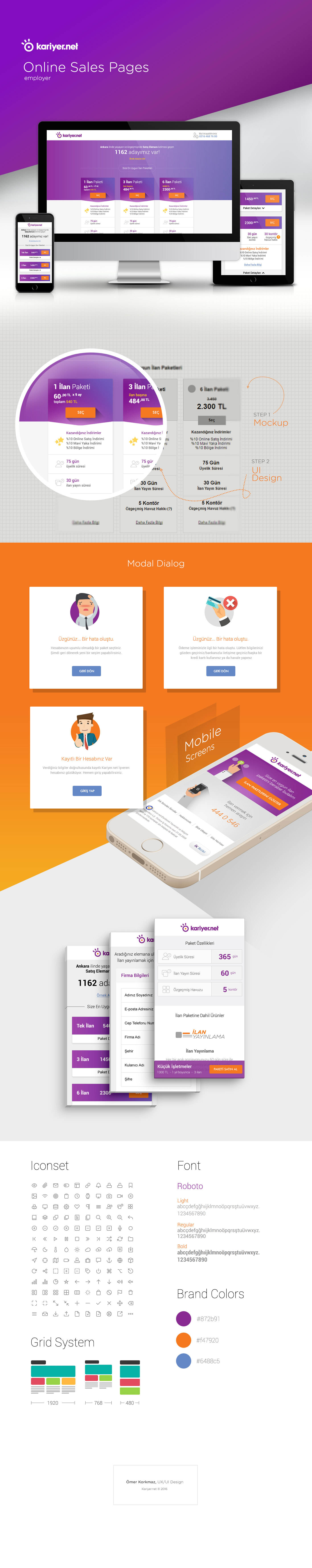 UI ux Responsive Web design purple orange Mockup wireframe flat