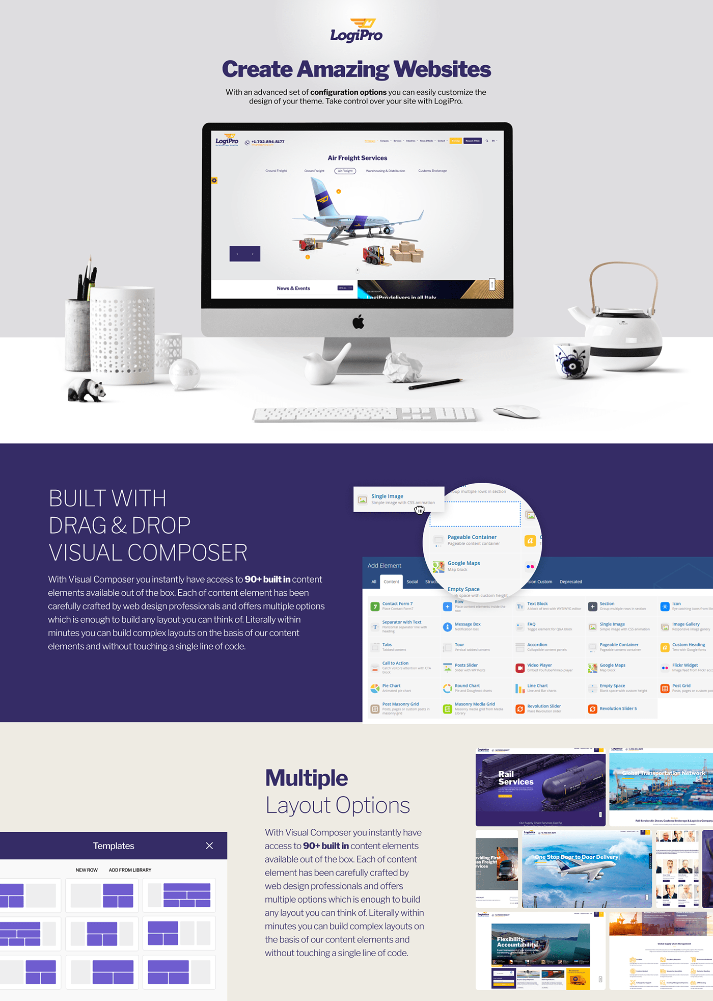 wordpress UI/UX Logistics delivery template Theme Responsive Website user interface corporate