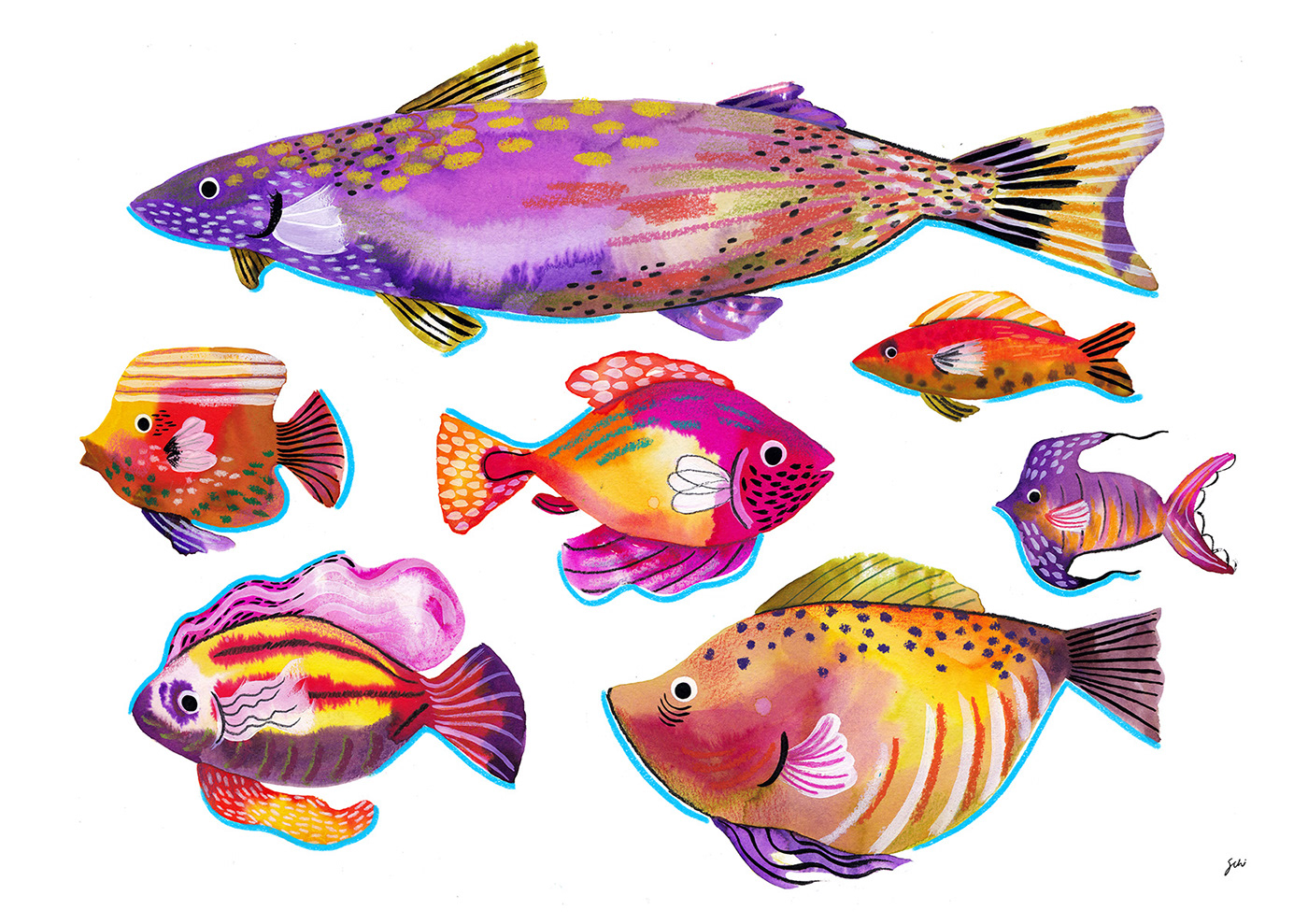 ILLUSTRATION  fish Nature animals kids children illustration children's book painting   sea