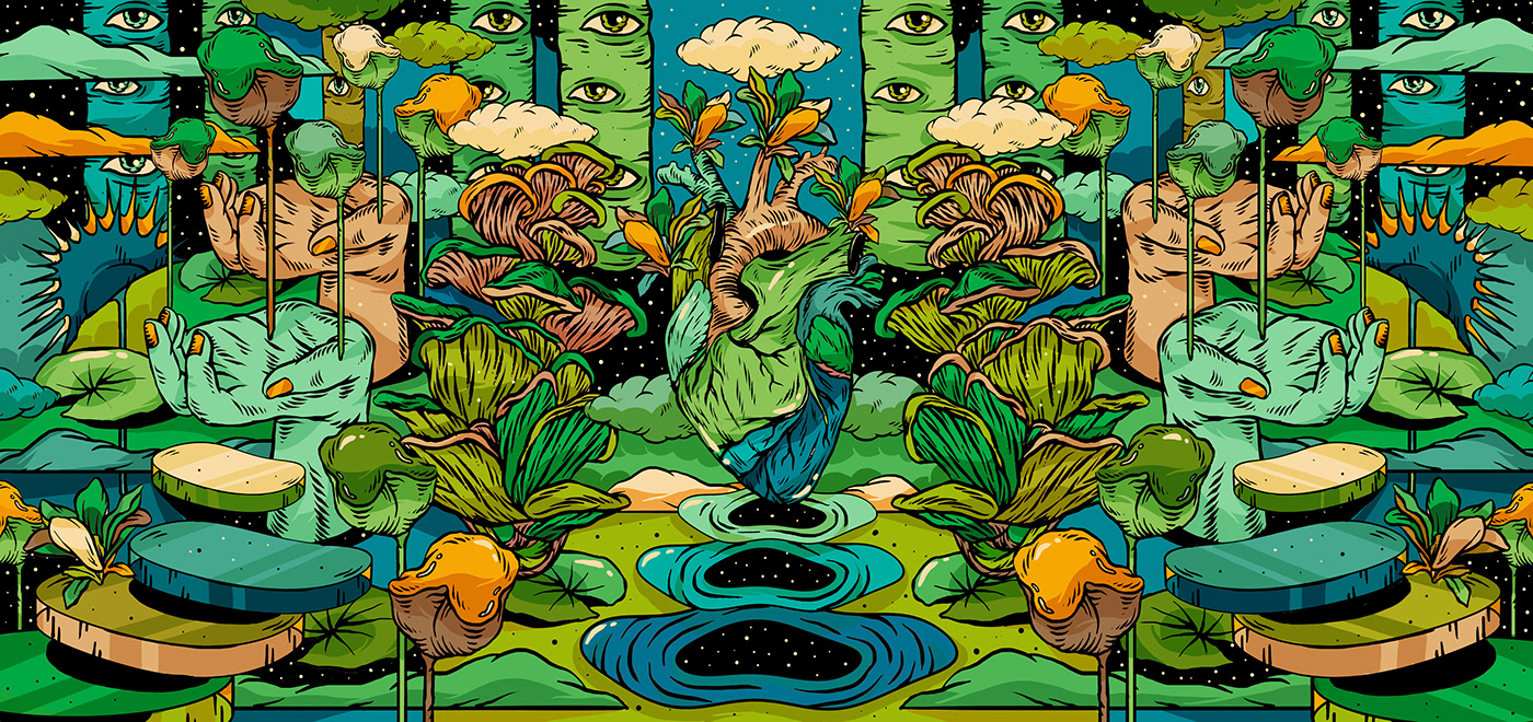 artwork ILLUSTRATION  jungle music Nature organic Records sound vinyl Website