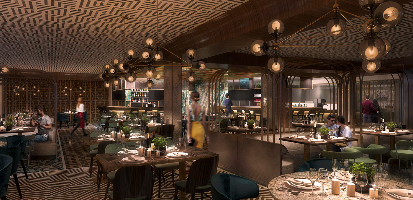 3D 3ds max architecture archviz corona interior design  Render restaurant restaurante visualization