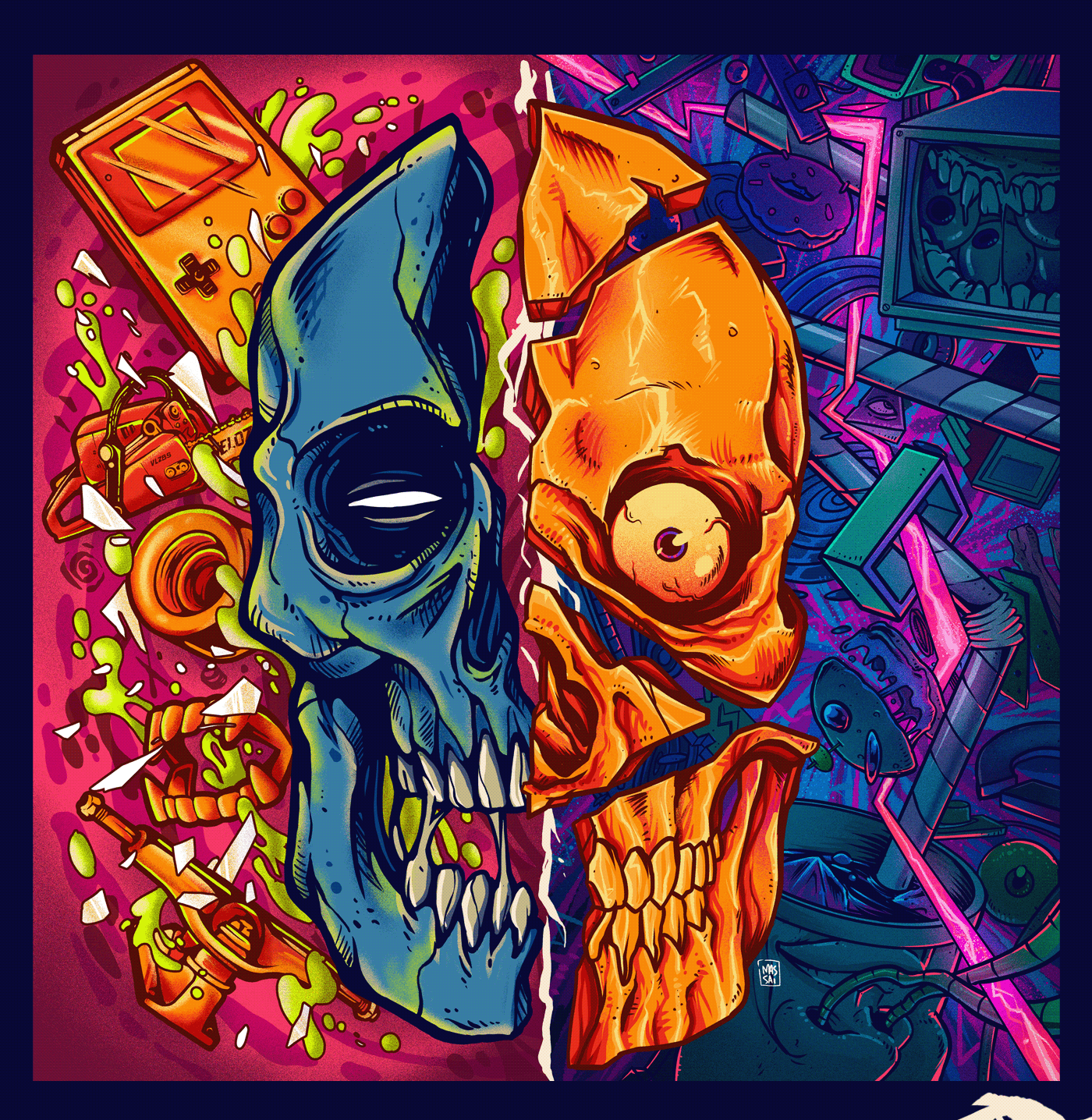 askulladay collab colorful DESIGN colorful skull psychedelic skull skulls