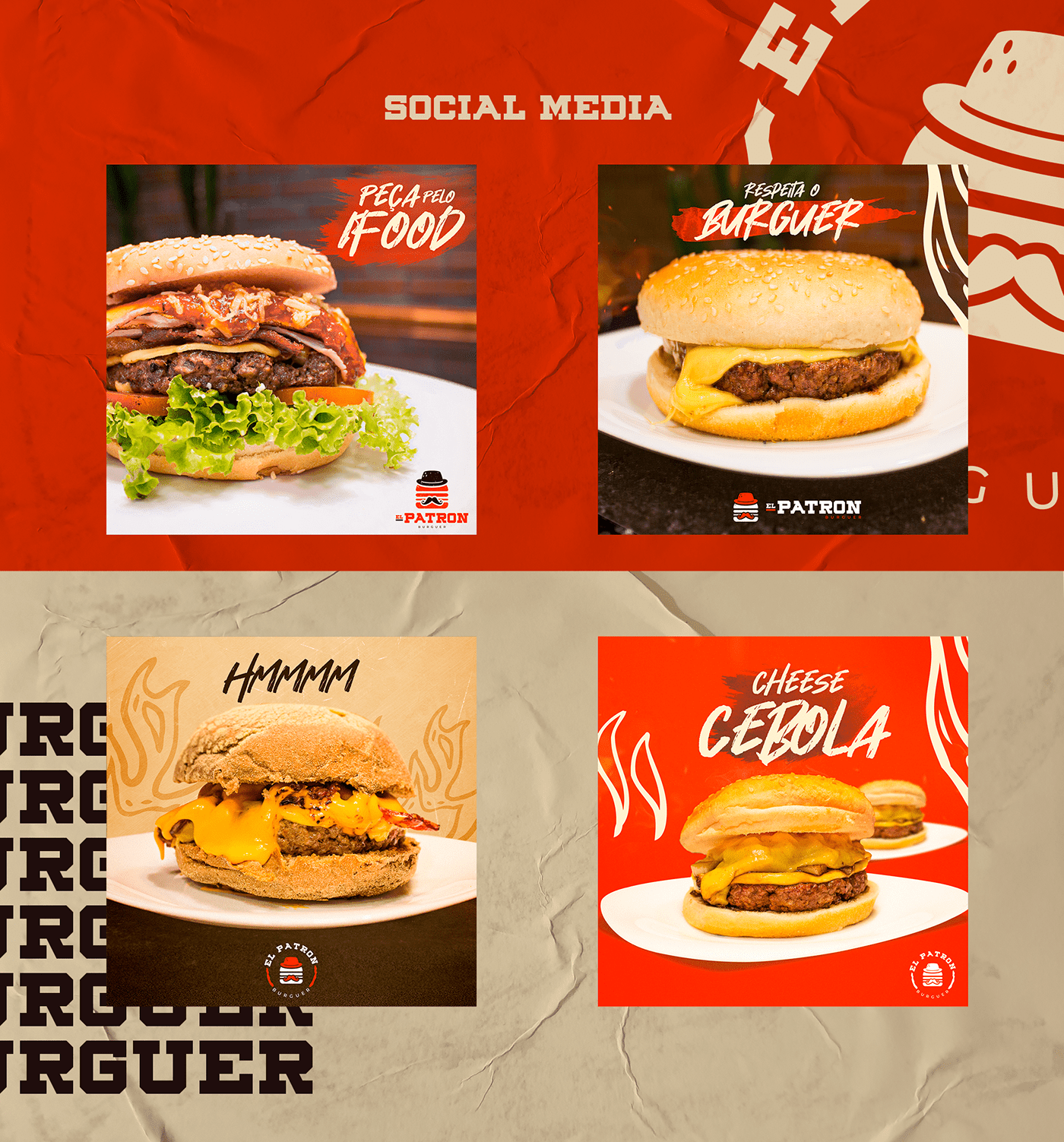 post logo social media hamburger burger facebook instagram Food  delivery identidade visual