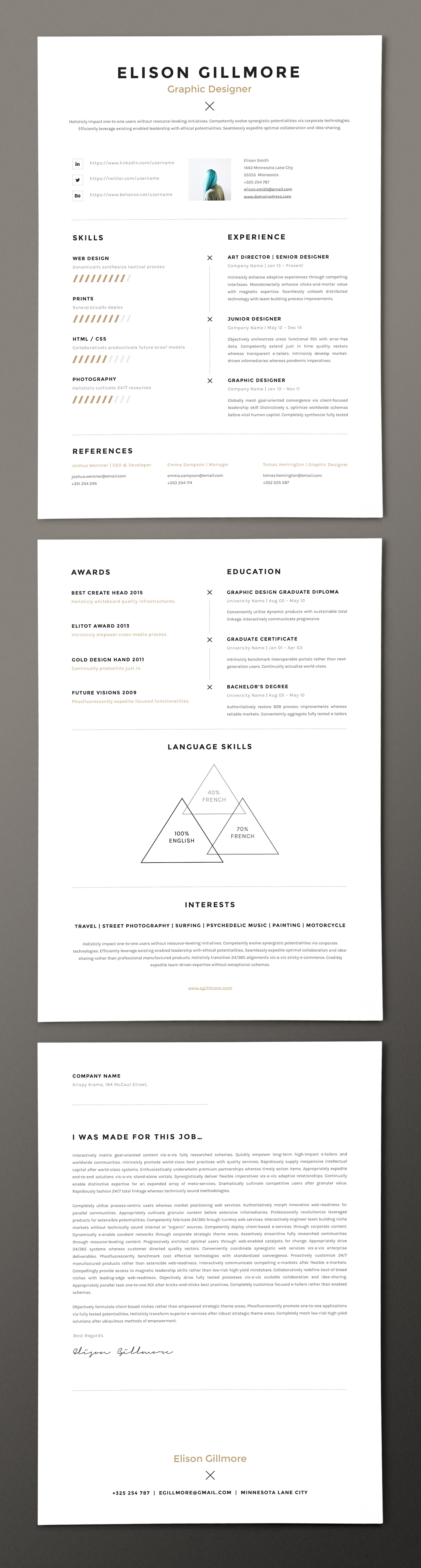 Resume CV document page pages word docx pdf template print