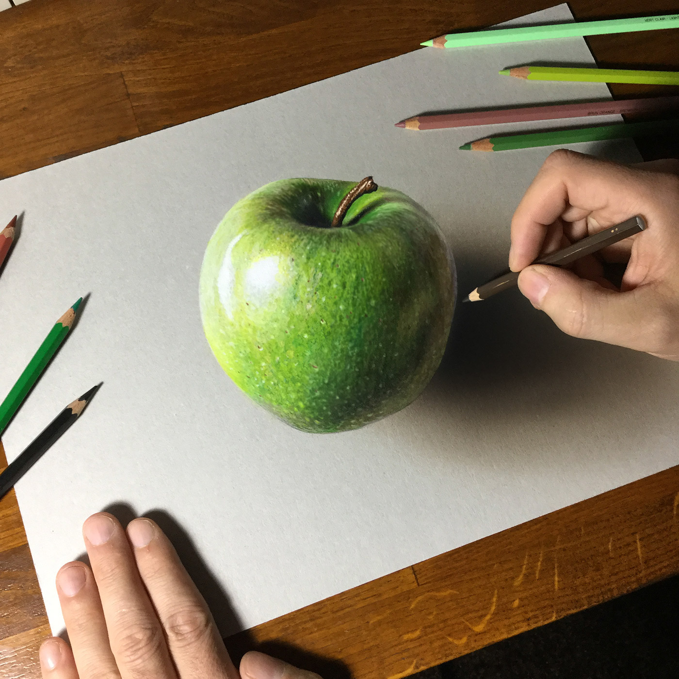 Green Apple Drawing on Behance