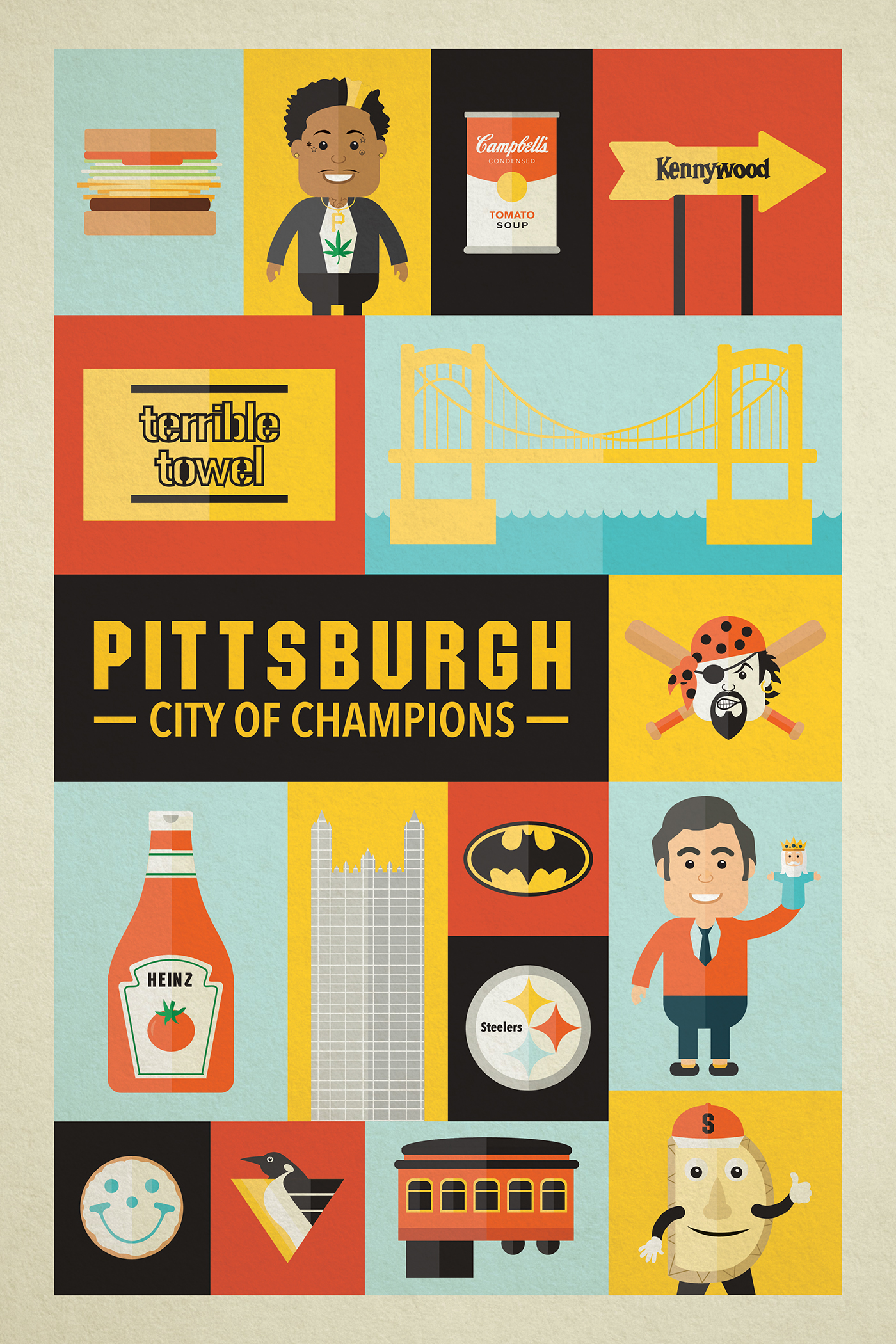 Pittsburgh poster steelers penguins primantis bridges yellow