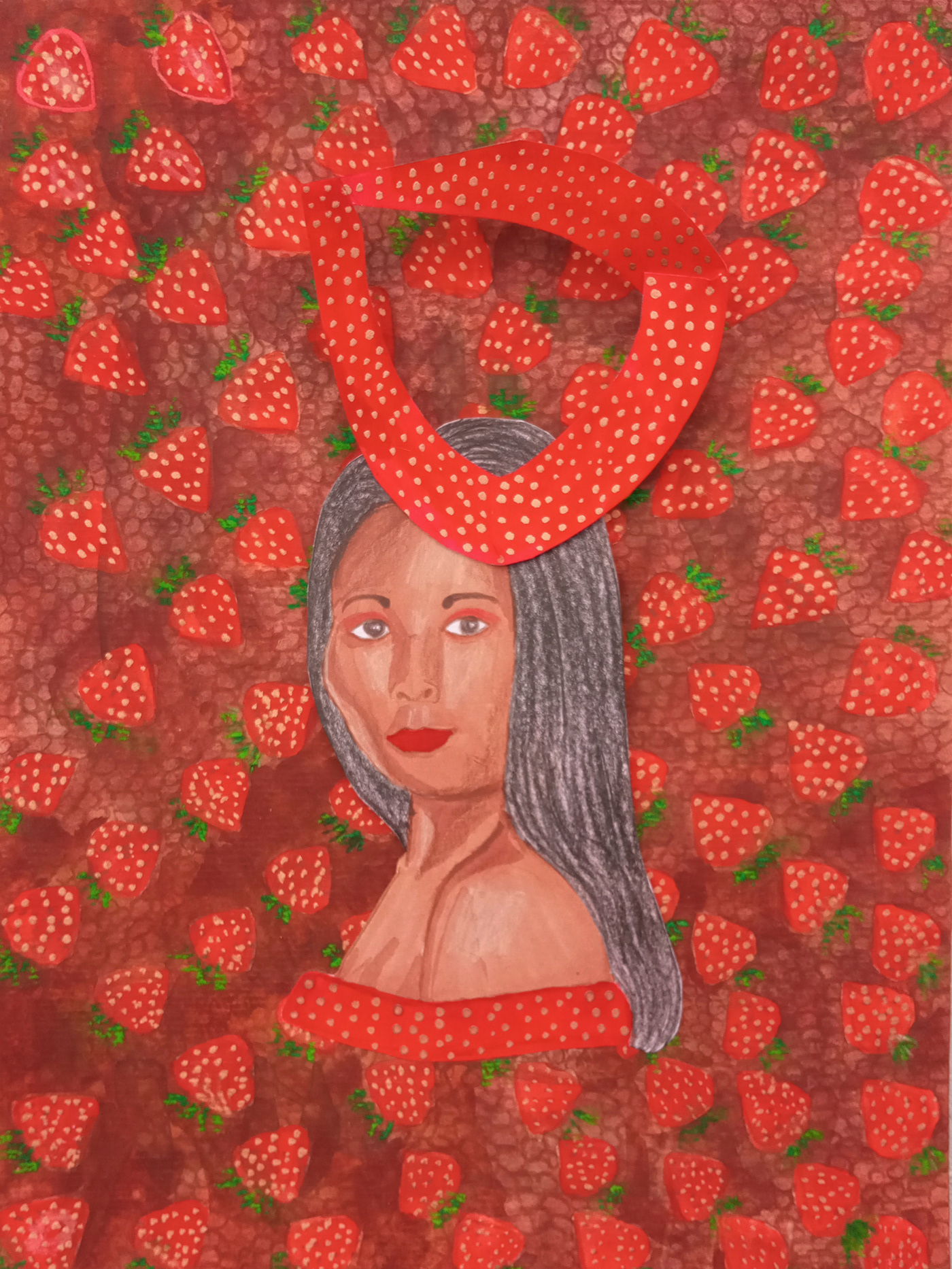 art artwork collage Fashion  ILLUSTRATION  ilustracion painting   strawberry surrealism watercolor