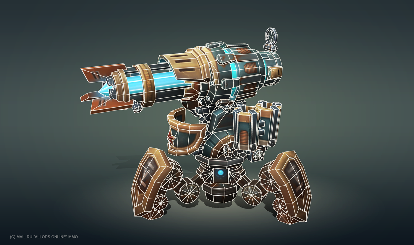 Allods Online fantasy turret hand-painted lowpoly