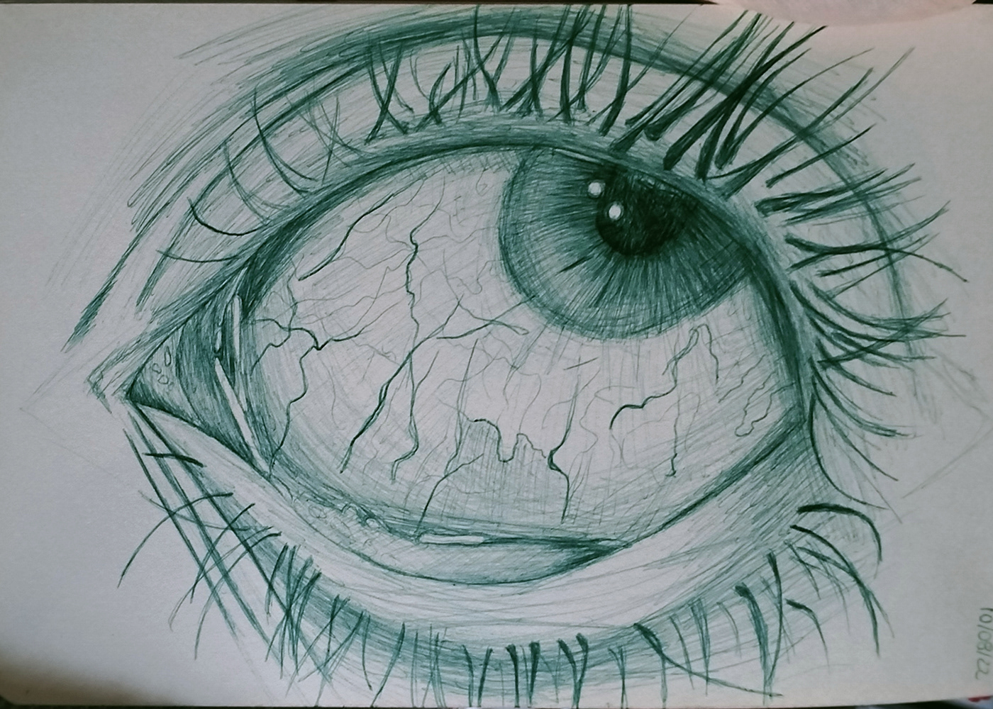 Drawing  pencil biro simple emotions red green draw