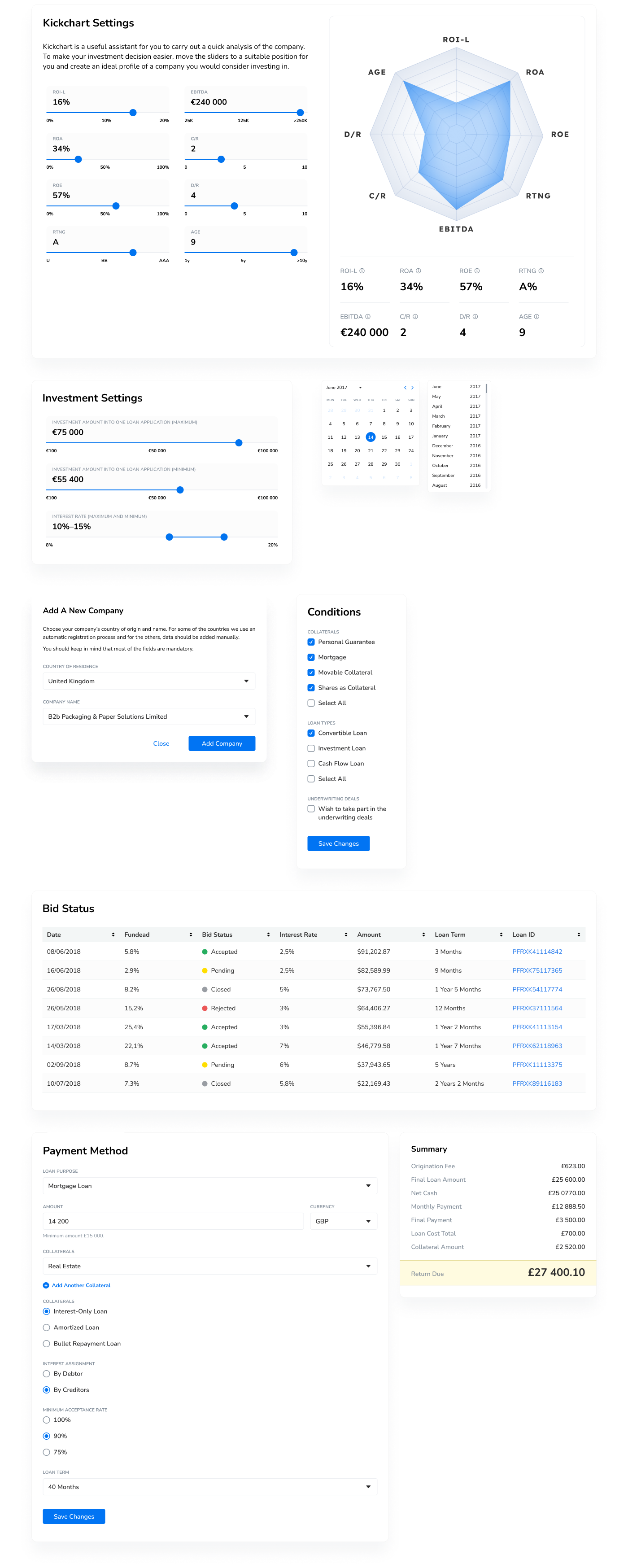 UI/UX dashboard CRM Investment product design 