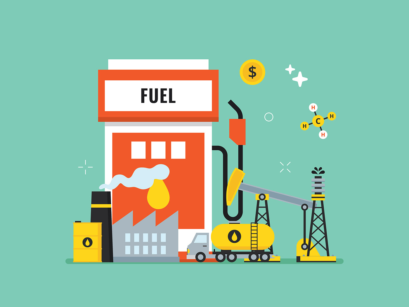 oil Mining fuel Gas petrol earth oil mining  Oil Company ILLUSTRATION  illustration art