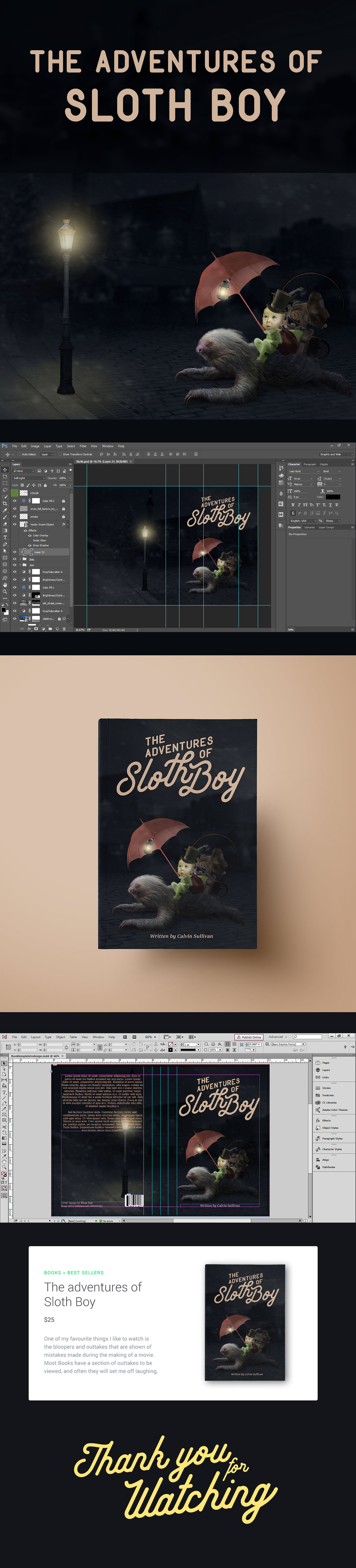 sloth boy fantasy book cover snow sad light ux UI