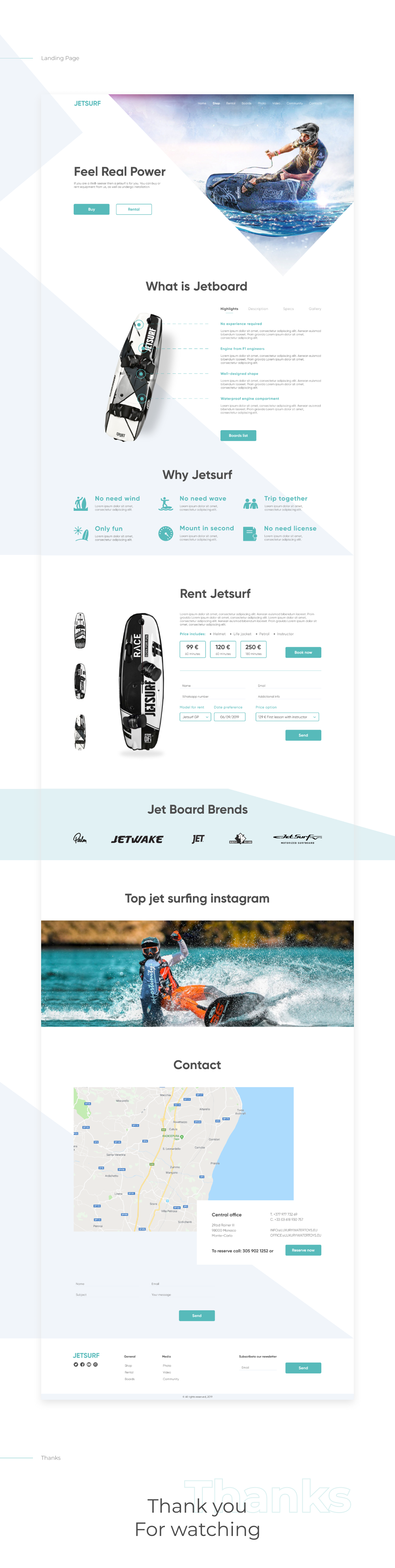 landingpage jetsurf card homepage landing sport extreme water sea design