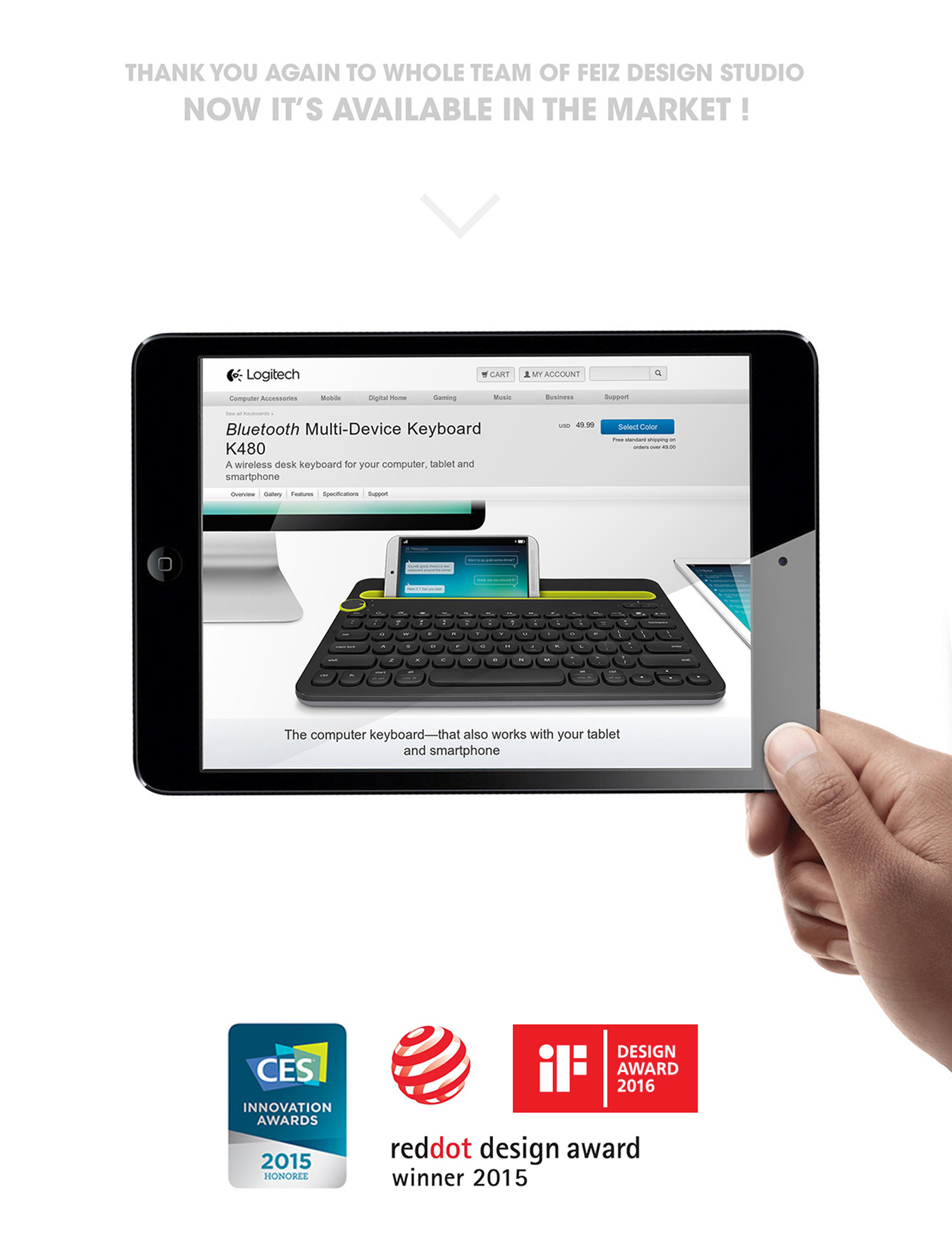 portfolio keyboard Logitech Feiz product Laptop device Stand design reddot award
