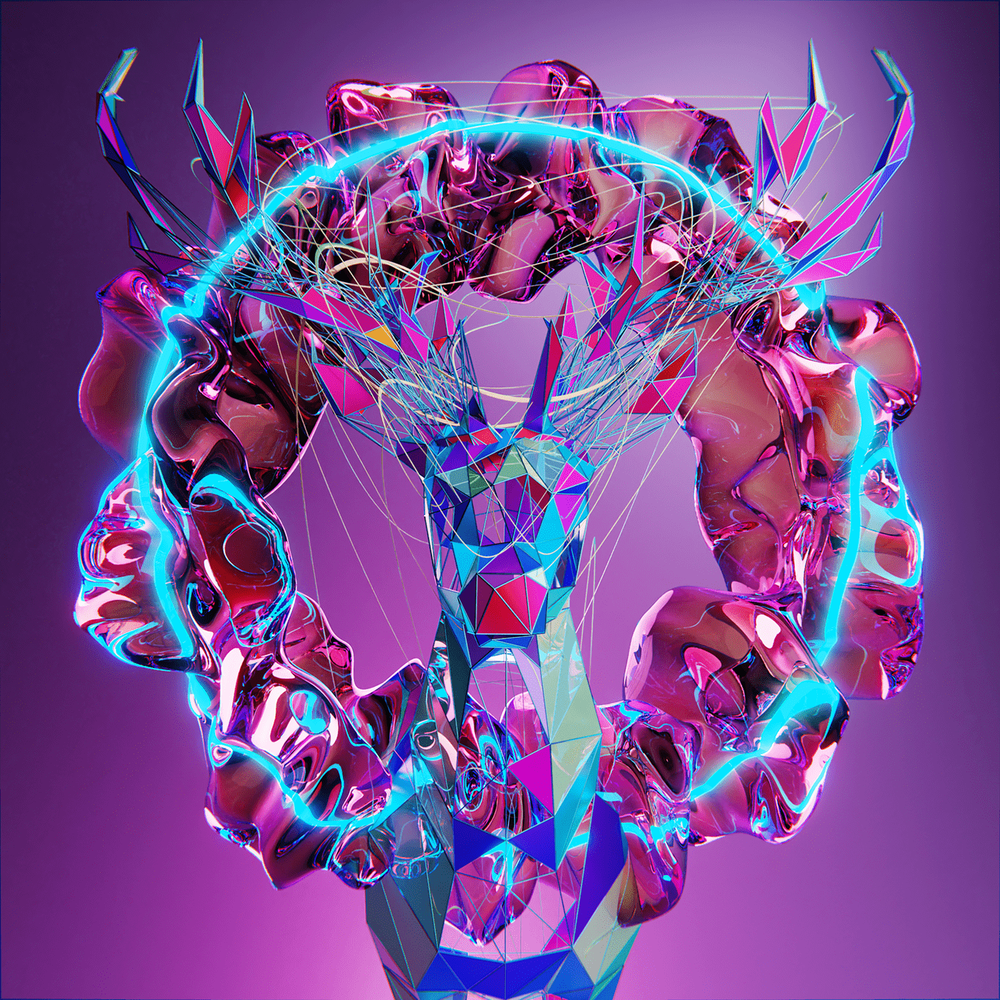 3D abstract art blender colors crystal cycles deer lighting simple