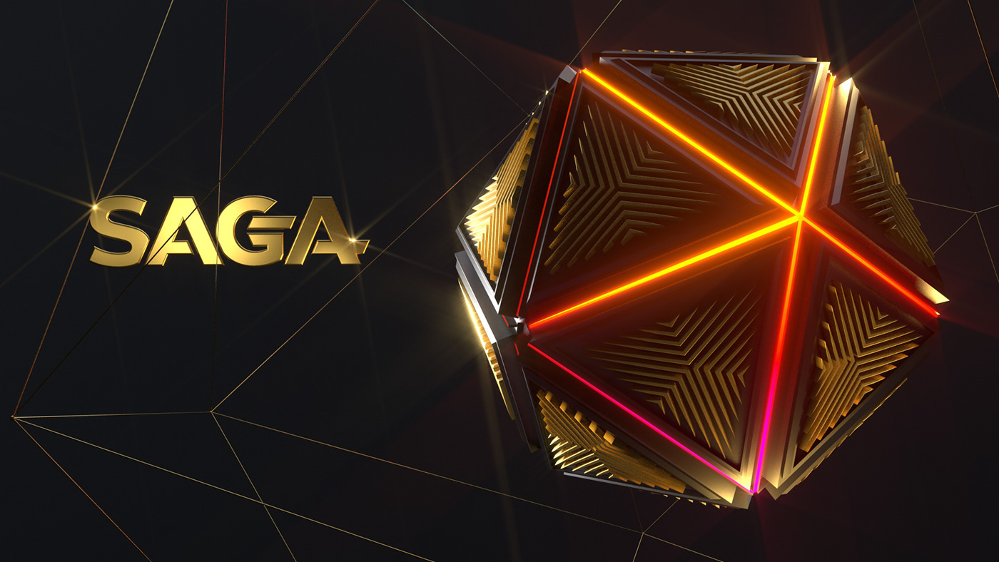 3D geometry icosahedron key visual light logo shapes music