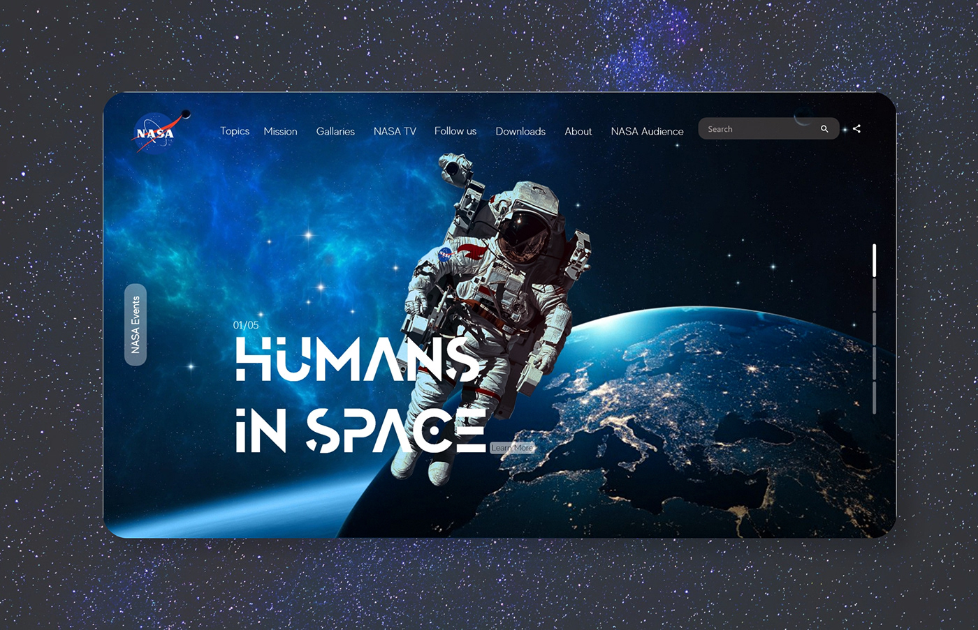 human in space landing page nasa