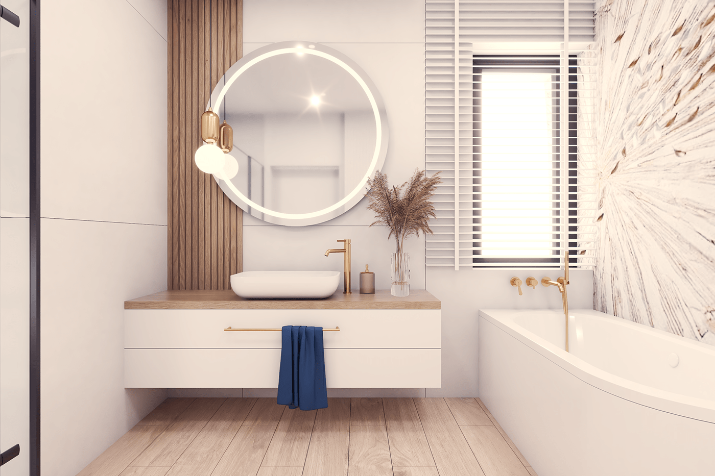 archviz bathroom elegance golden details interior design  Minimalism modern visualization vray wonderwall