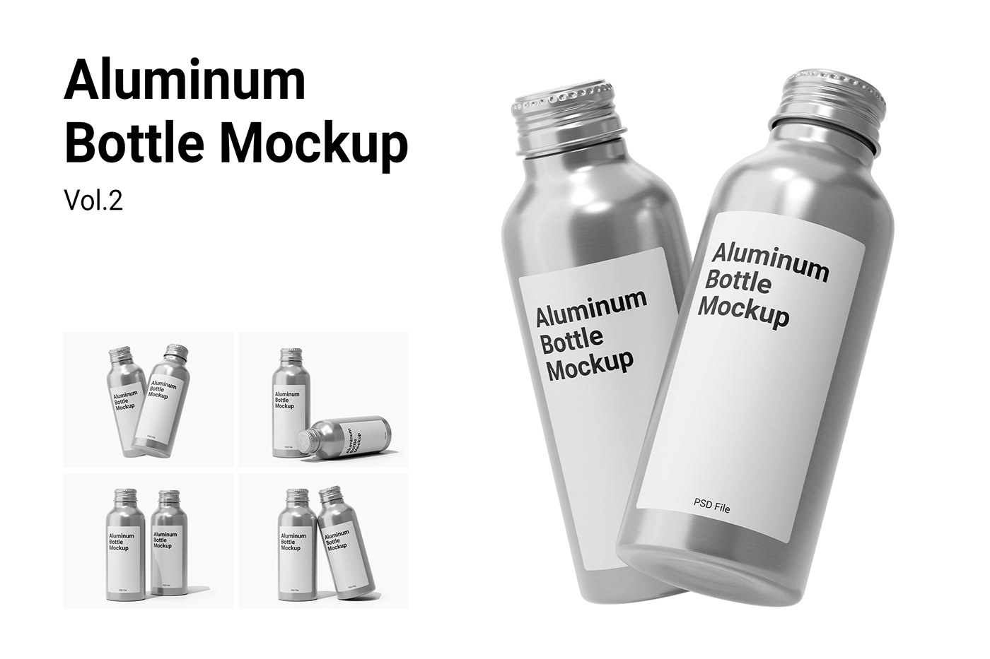 bottle can canned aluminium Packaging Mockup showcase identity photoshop metal