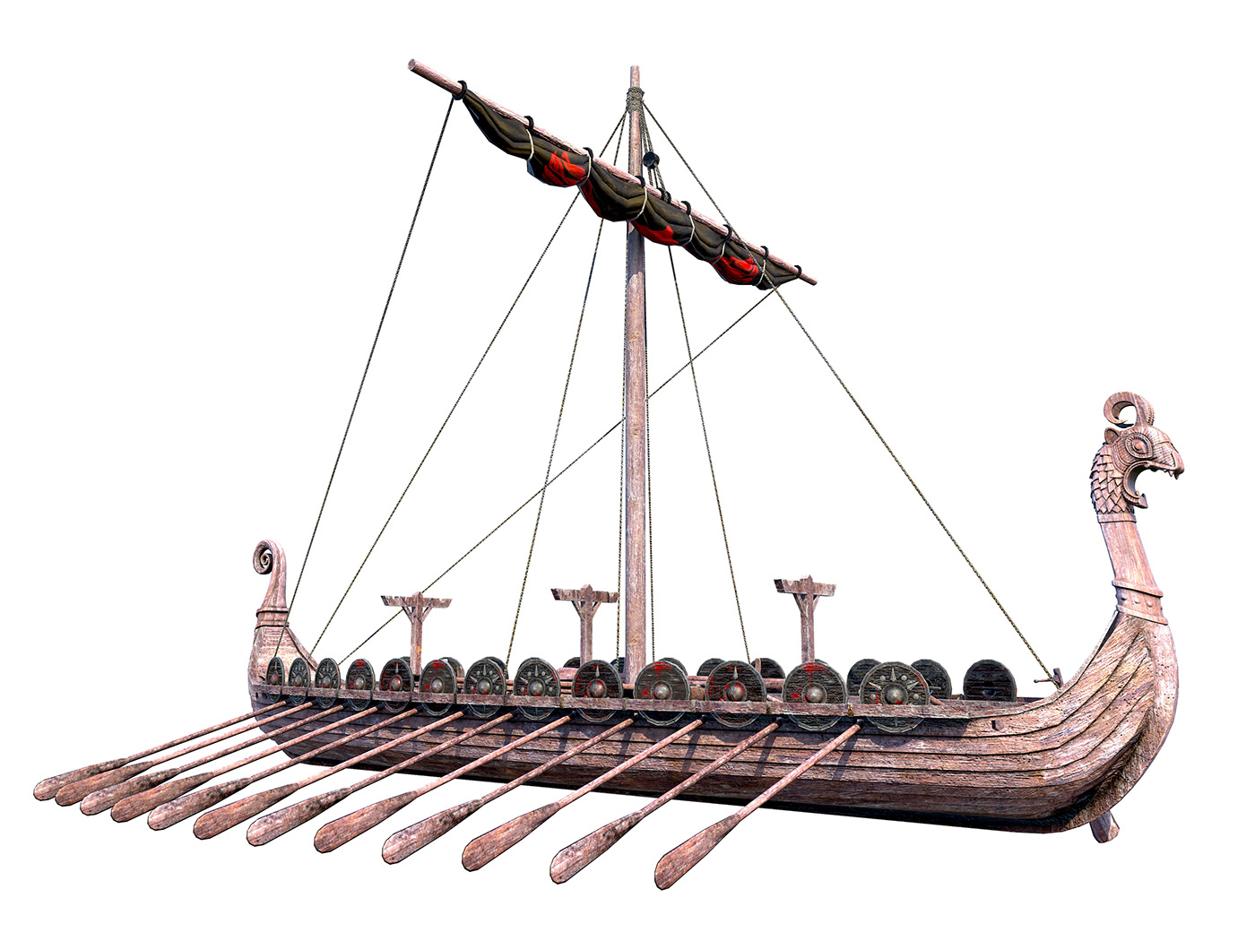 3D art artwork Drakkar fantasy Long Ship props ship VIKING SHIP visualization
