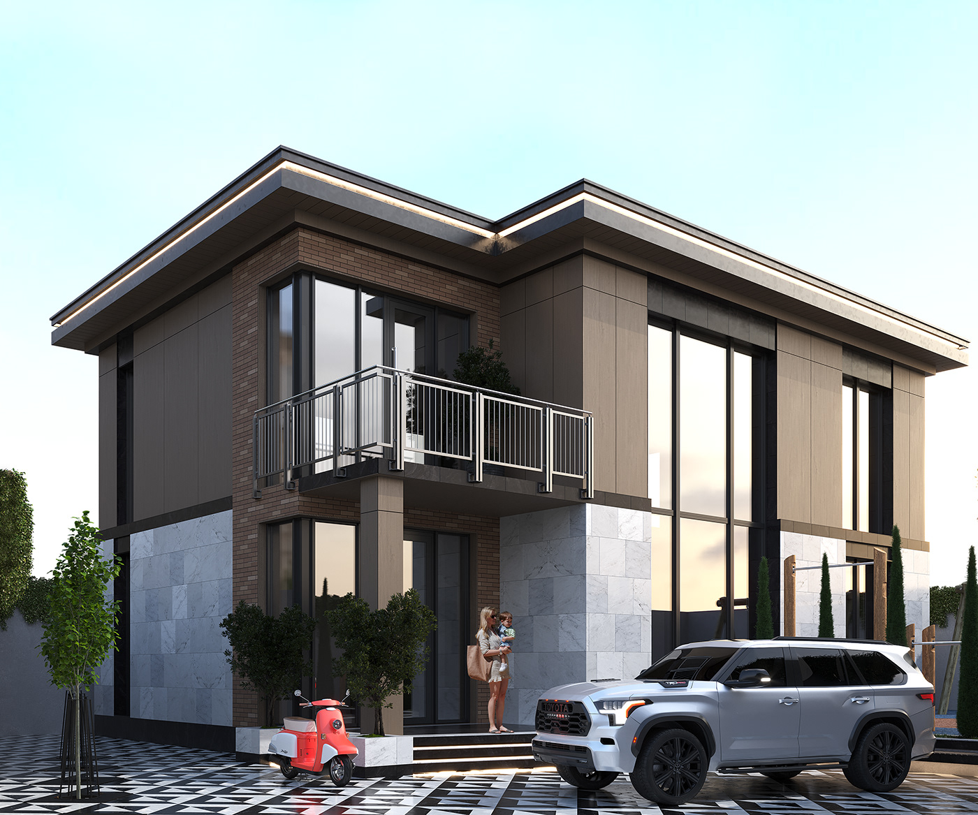 architecture residential building visualization 3ds max archviz CGI modern exterior 3D interior design 