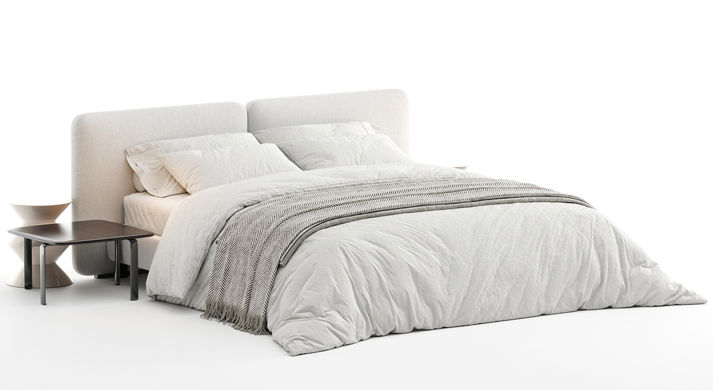 3D 3ds max bed bedroom furniture interior design  Minotti Render visualization vray