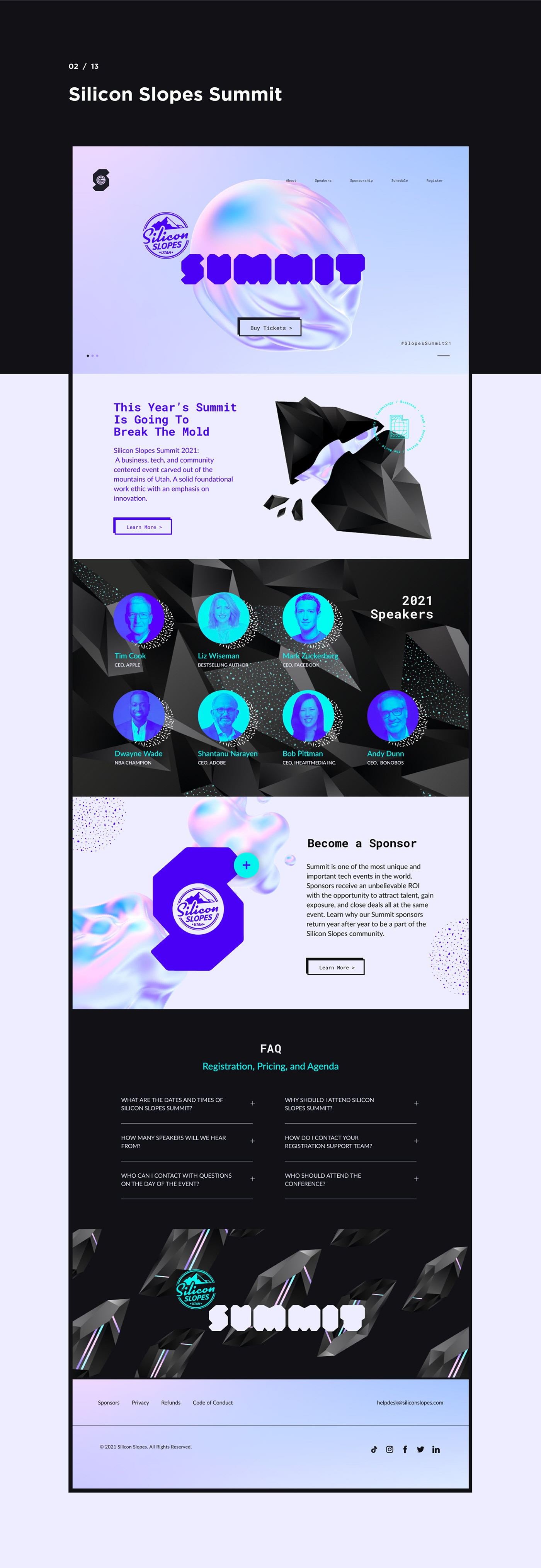 Adobe XD brand identity Figma landing page UI/UX user interface Website Website Design pillow cube Silicon Slopes Summit