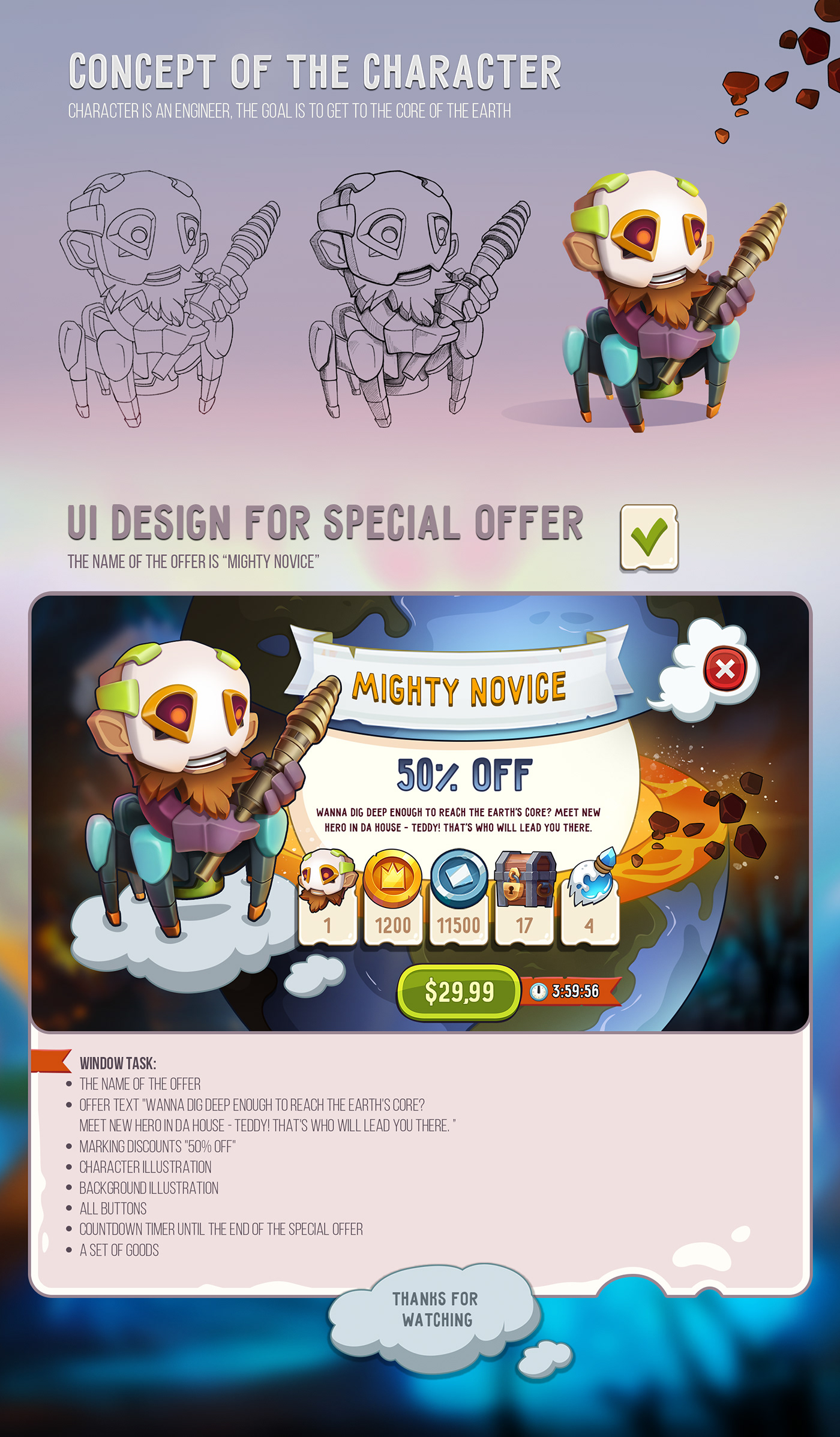 Character concept design dig game Special Offer UI game design  ui design
