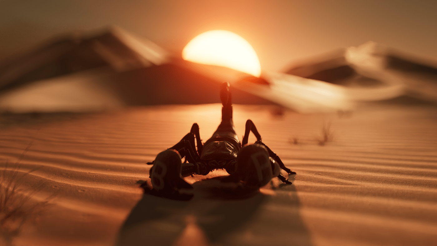 3D animation  beats cinema 4d desert houdini product design  scorpion speaker sunset
