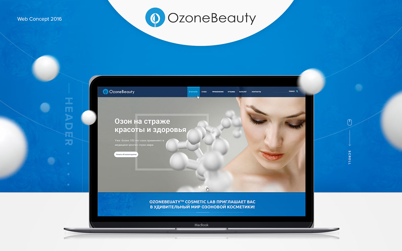 Website site design Web digital ozone ozonebeauty blue logo photoshop