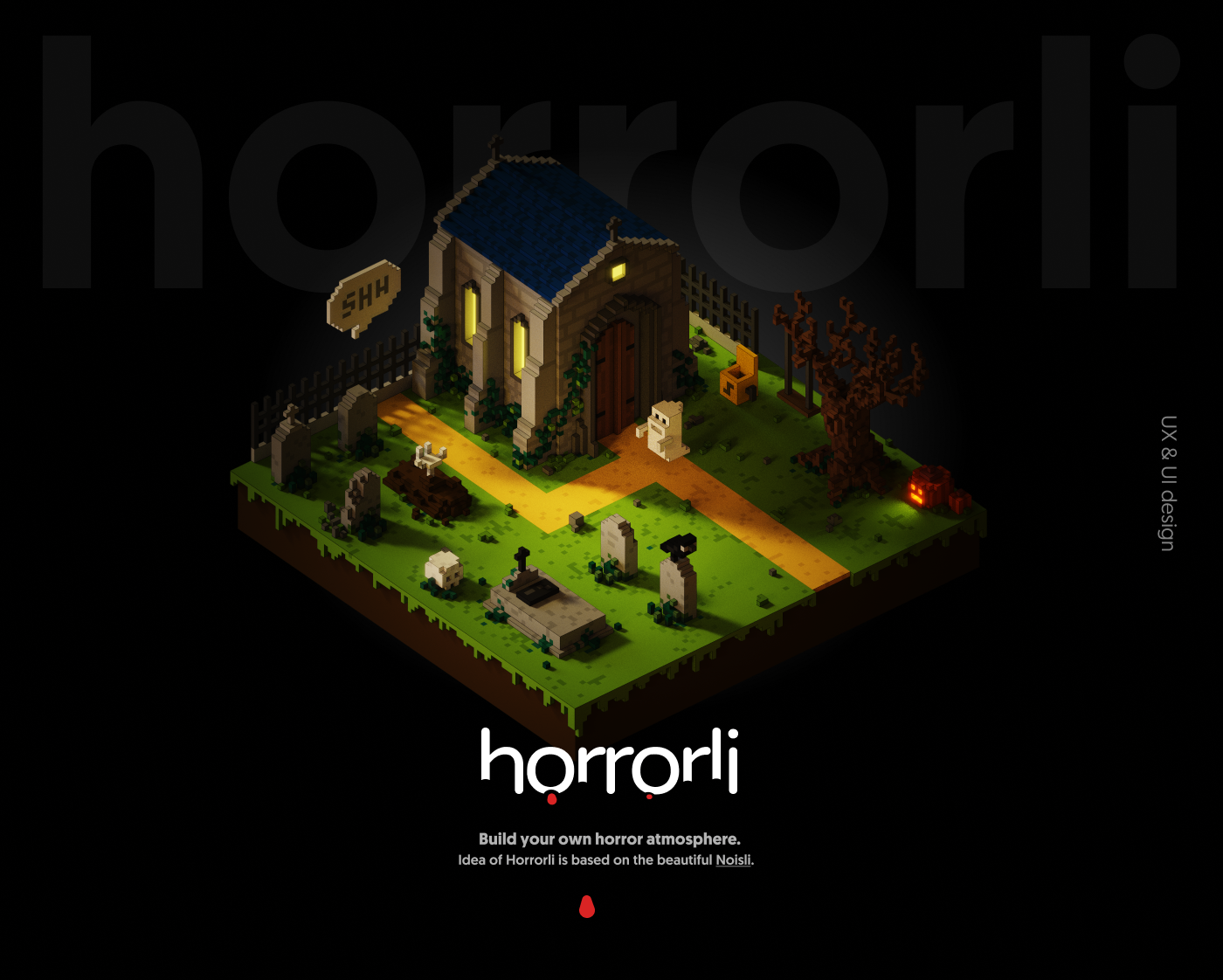 horror Web Design  graphic design  ILLUSTRATION  voxel Magicavoxel Ui and UX