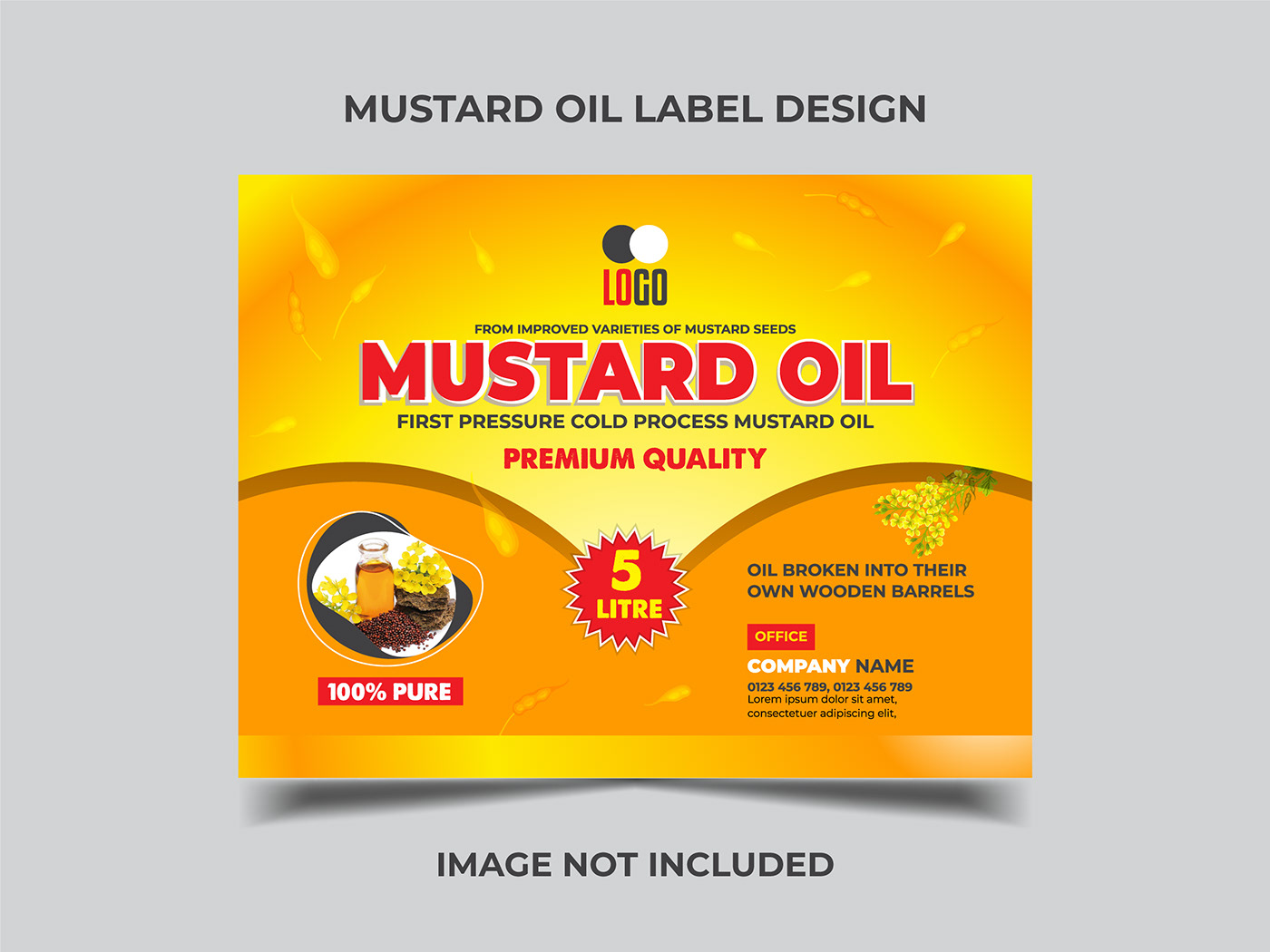 Mustard oil labels Mustard oil yellow color design Template 