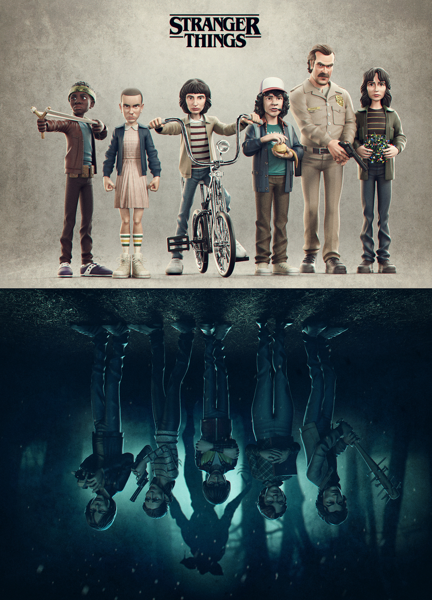 toys Stranger Things Netflix figures 3D poster TVseries