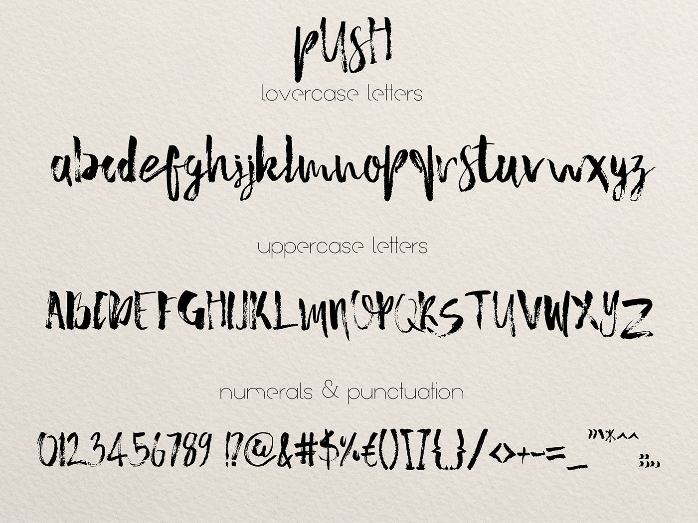 type dry brush font Script lettering handmade creative typography   push