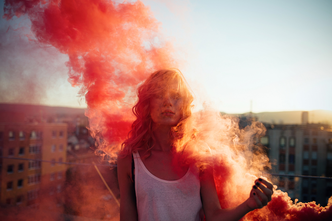 model smoke color borsiflora Photography  Sun summer girl mood portrait