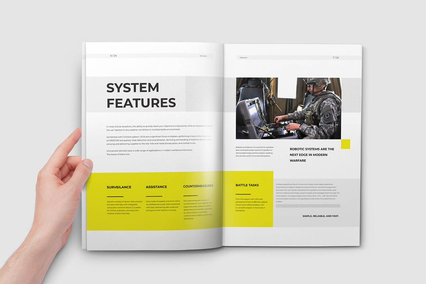brochure Booklet typoraphy Military robotic UGV presentation identity Layout catalog