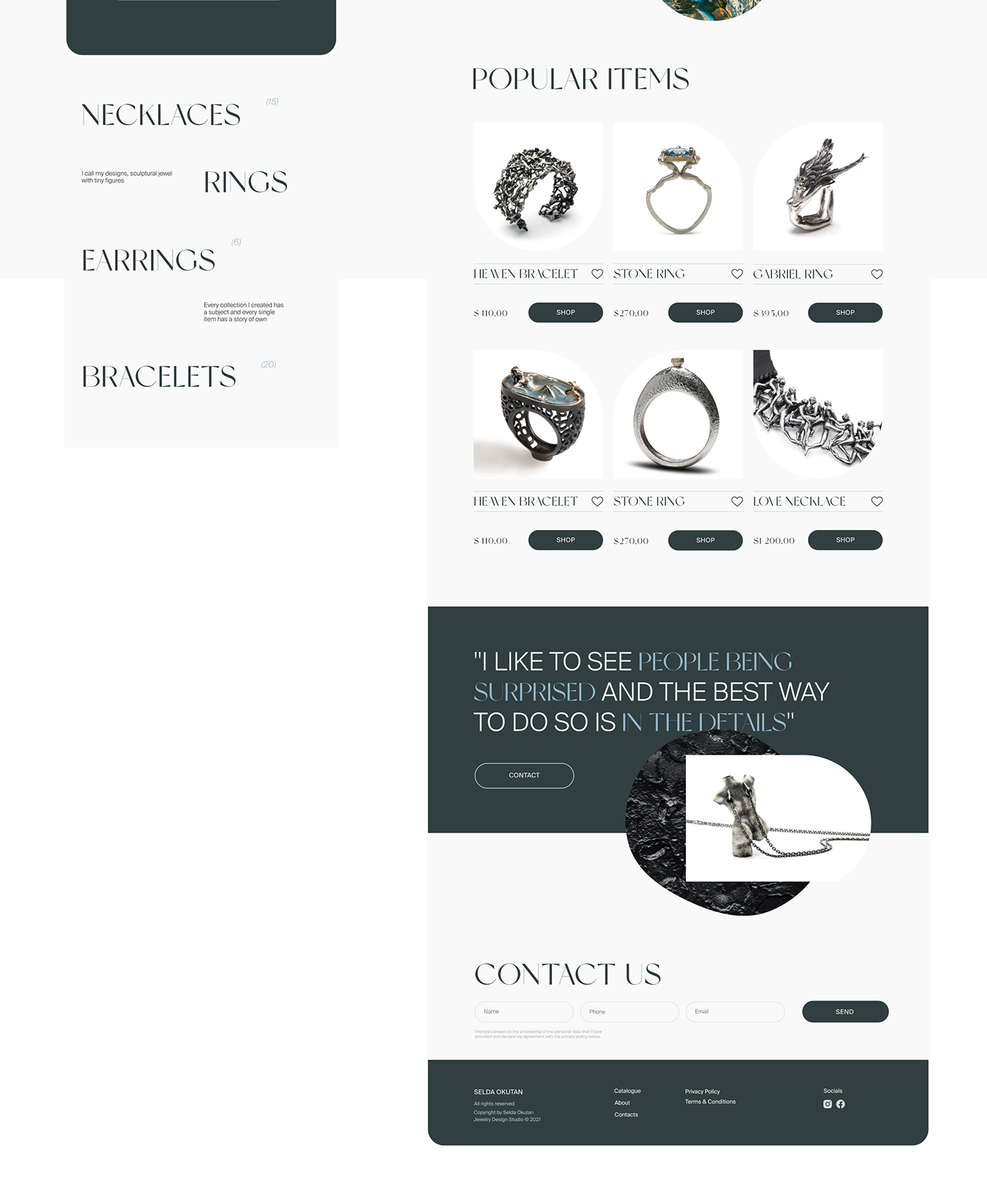 design Ecommerce ecommerce website Figma jewelry Online shop UI/UX UX design Webdesign Website