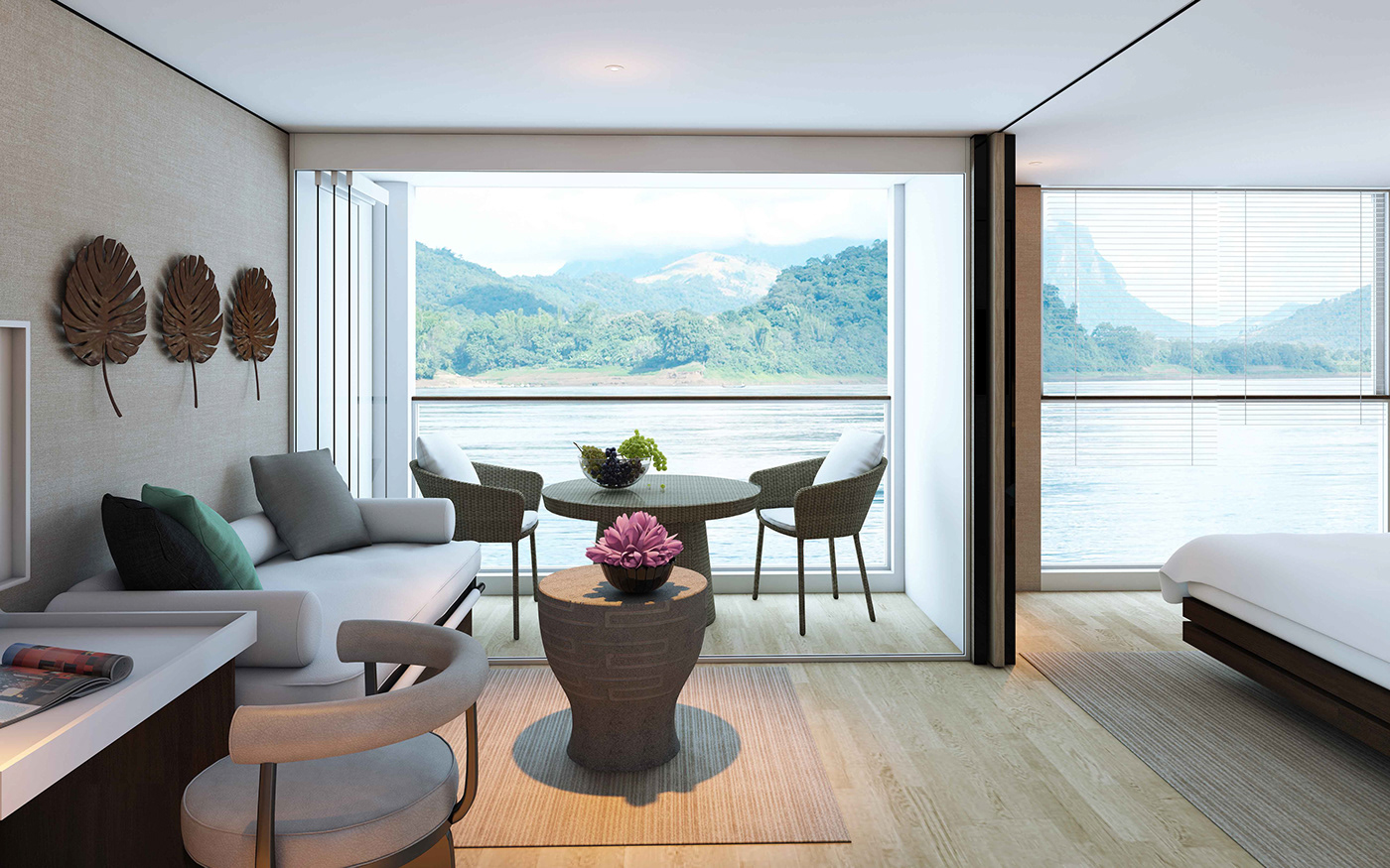 cruise Luxury Cruise mekong river vietnam interior design  interior project hospitality design 3D Visualization interiors mekong