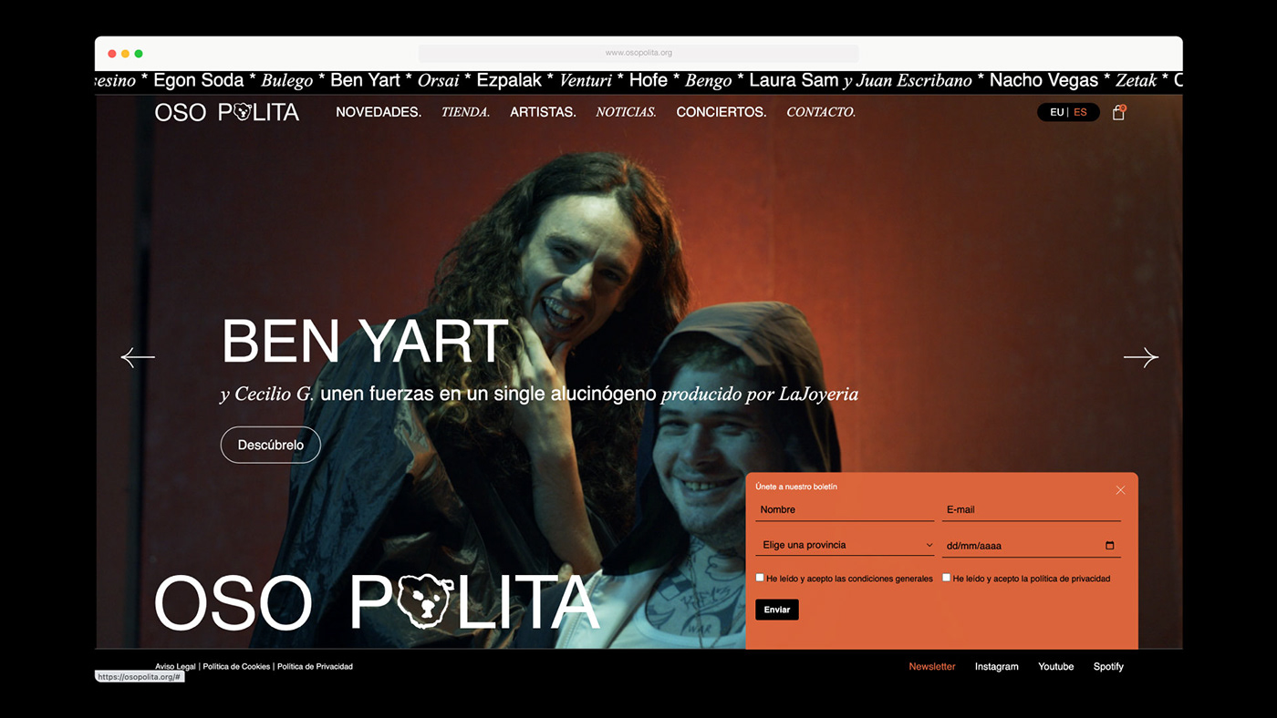 Website Website Design collage last tour Oso polita