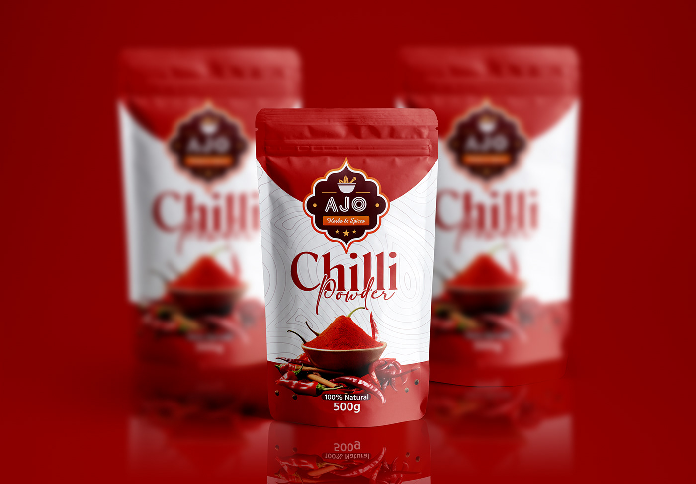 chilli powder product packaging design Graphic Designer chilli label deisgn chilli packaging deisgn Chilli Pouch Design chilli powder packaging new pouch label deisgn Chilli label Design