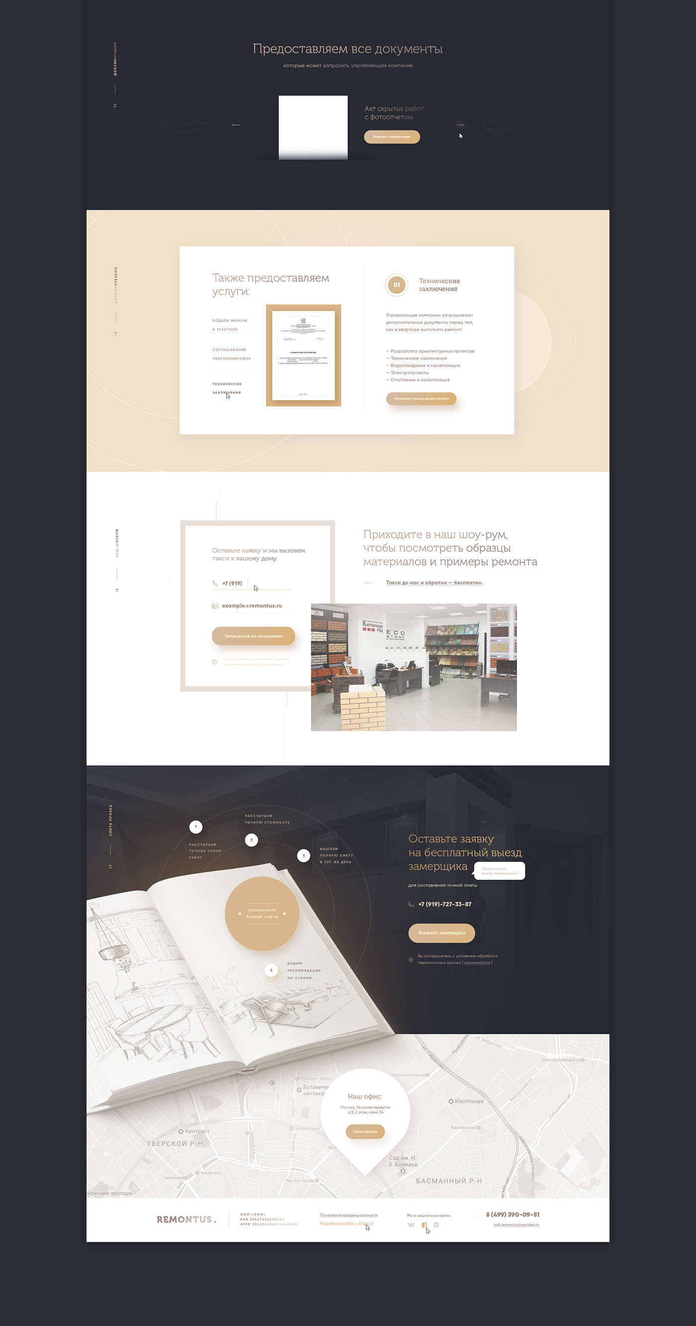 onepage ux UI gold Interior design Repair color house home