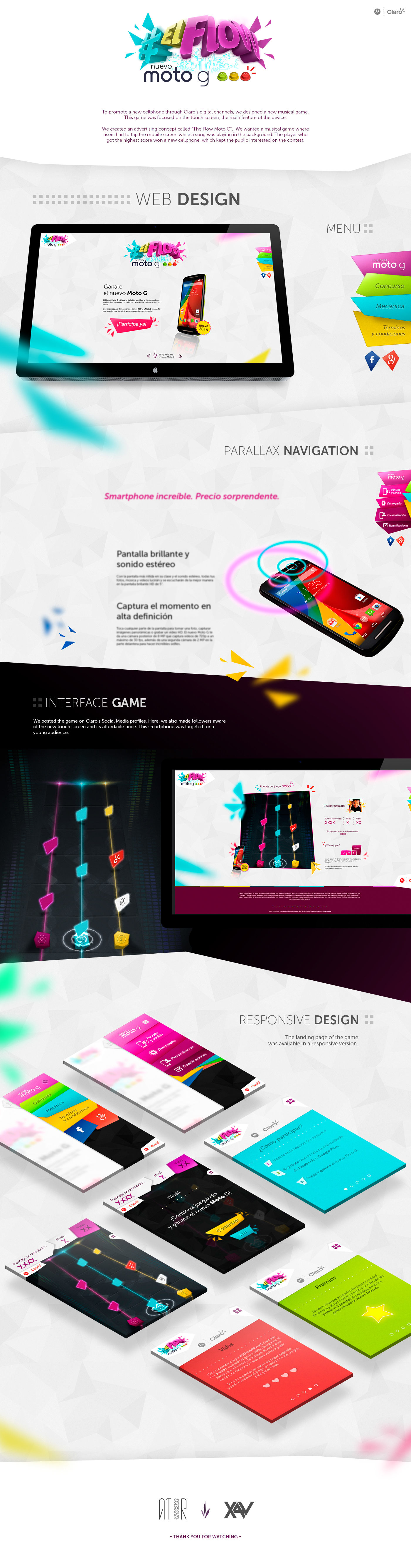 Web UX UI user experience motorola claro design Responsive colombia bogota parallax flow Entertainment Moto G game social media