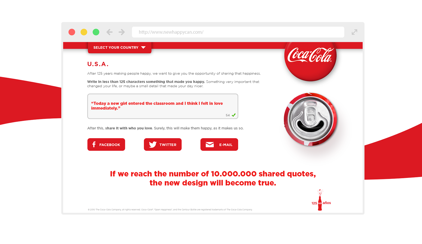 Coca-Cola can social media brand happy coke smile