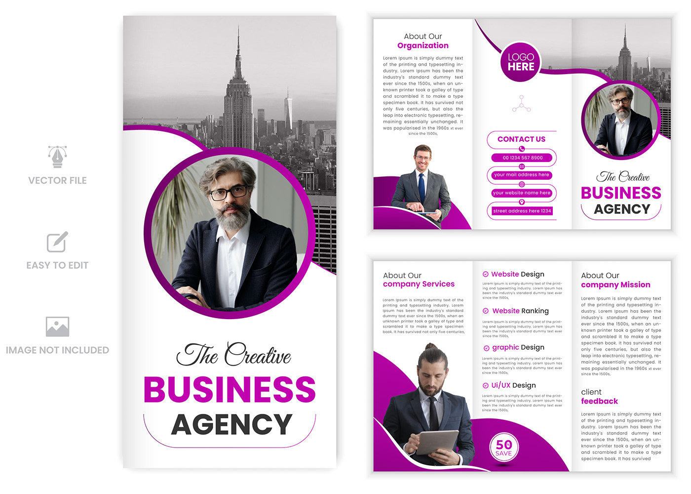 modern Corporate business agency  trifold brochure template design

