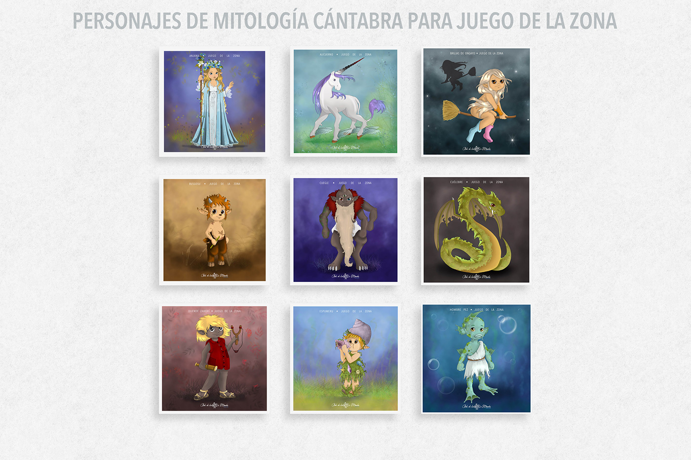 Cantabria dibujos ilsutracion jueg de la zona juego de mesa mitologia mitologia cántabra postales