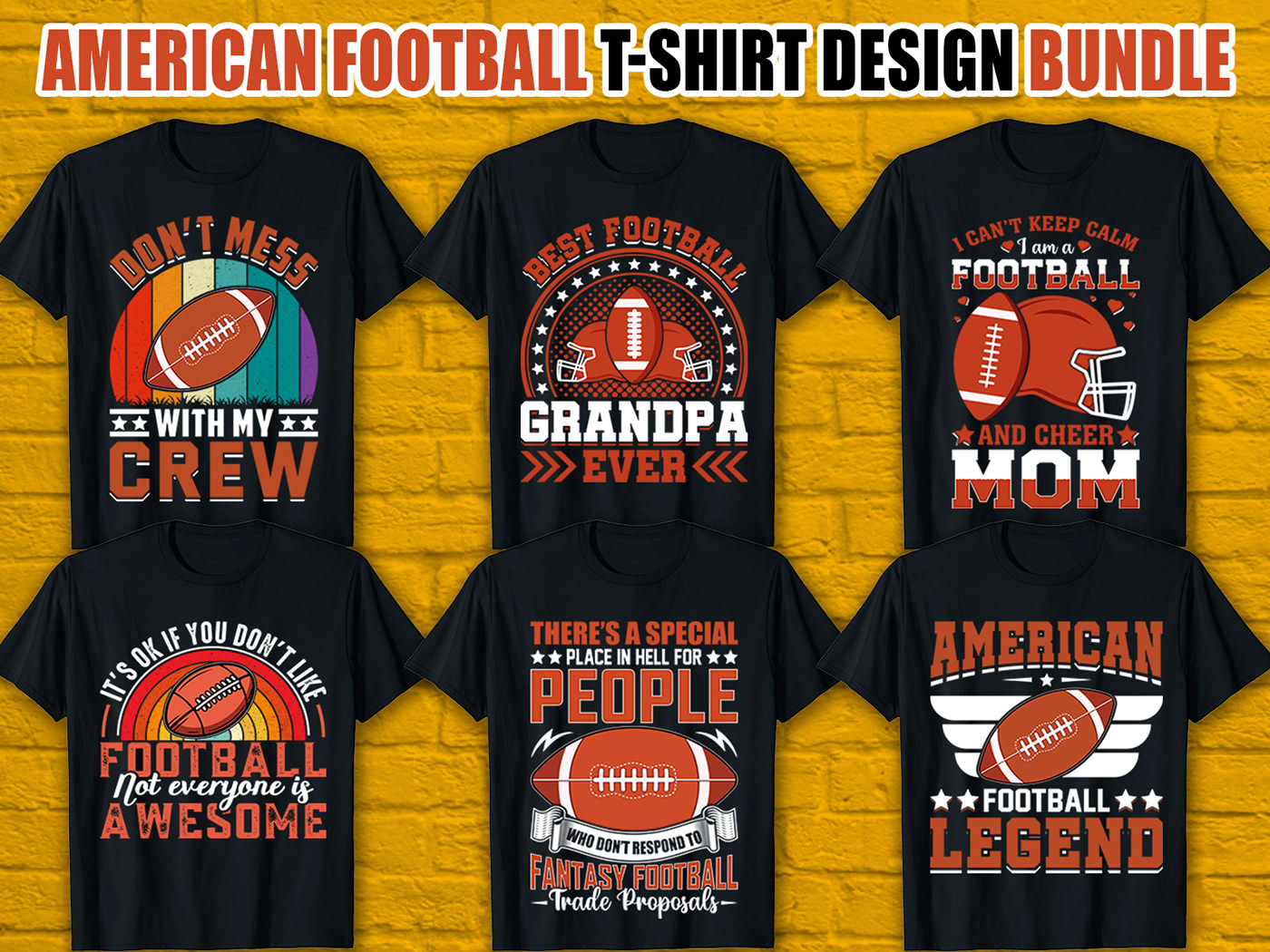 American Football T-shirt Design Bundle