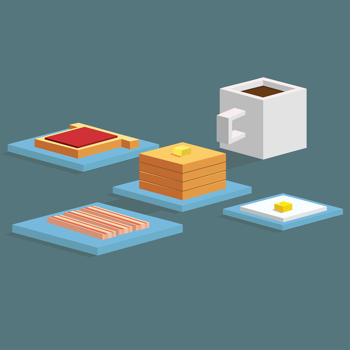 Food  3D breakfast Sushi ILLUSTRATION  vector Coffee